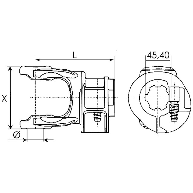 Machoire Extremite 1"3/4 6C 34X106,5 Verrou A Poussoir référence fournisseur BYP507600451